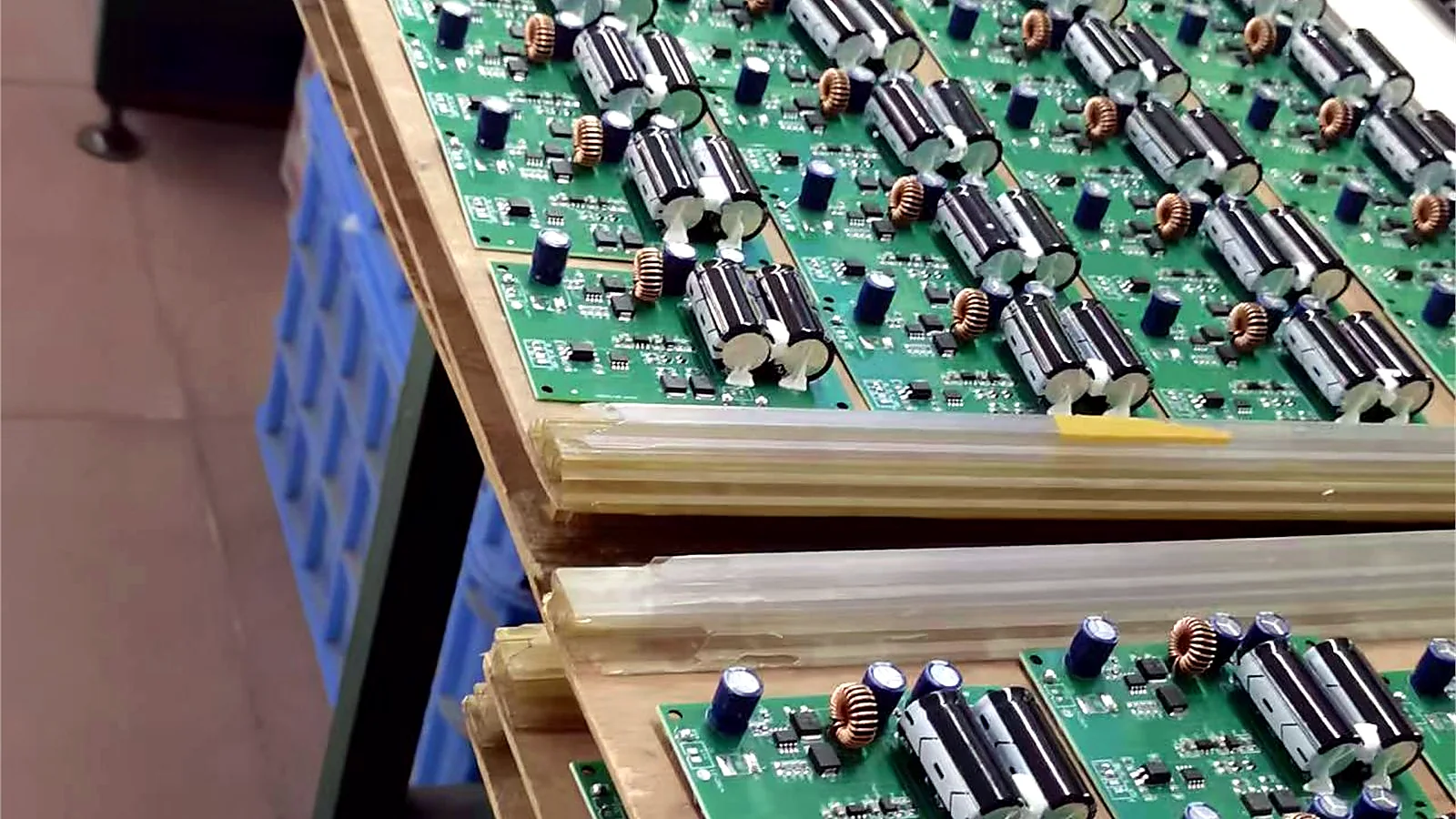 IR illuminator circuit boards during production